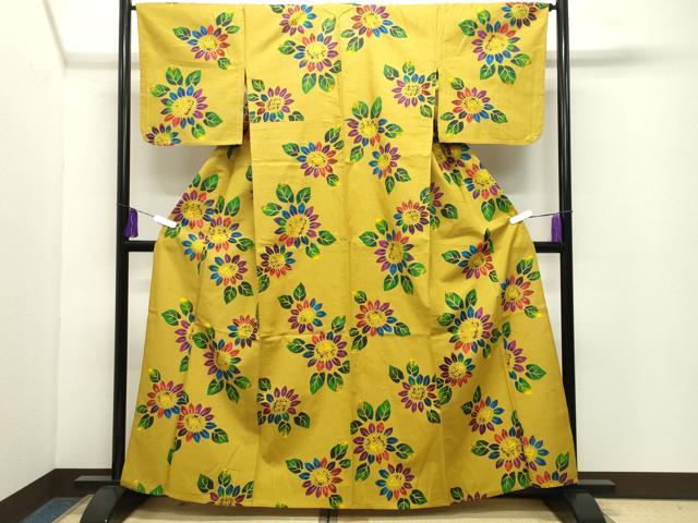 平和屋着物∴夏物 浴衣 草花文 綿 逸品 CABD9599gh