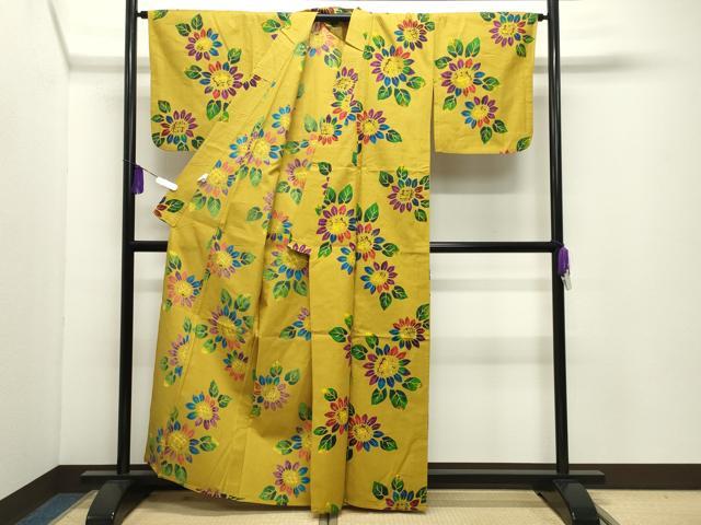 平和屋着物∴夏物 浴衣 草花文 綿 逸品 CABD9599gh