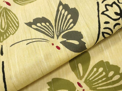 平和屋着物∴夏物 浴衣 舞蝶花文 金糸 綿 逸品 CABD9600gh