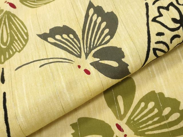 平和屋着物∴夏物 浴衣 舞蝶花文 金糸 綿 逸品 CABD9600gh