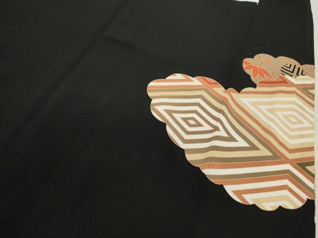 平和屋着物▼豪華黒留袖　駒刺繍　雲取り吉祥唐草文　金彩　正絹　逸品　CABD9601ze