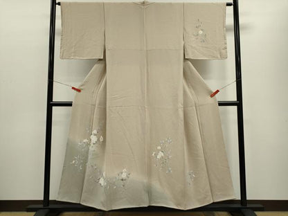 平和屋着物■訪問着　友禅　枝花文　たたき染め　正絹　逸品　CABD9642ze