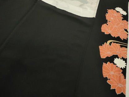 平和屋着物■豪華黒留袖　駒刺繍　鴛鴦流水草花文　金銀彩　正絹　逸品　CABD9667ze