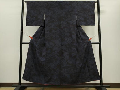 平和屋着物■結城紬　100亀甲　風景花文　正絹　逸品　CABD9669ze