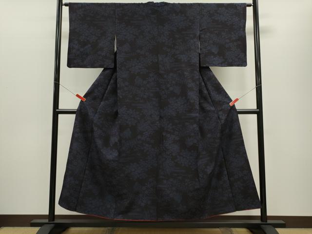 平和屋着物■結城紬　100亀甲　風景花文　正絹　逸品　CABD9669ze