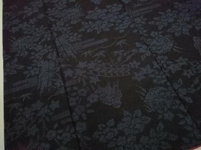 平和屋着物■結城紬　100亀甲　風景花文　正絹　逸品　CABD9669ze