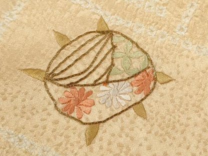 平和屋着物■訪問着 駒刺繍 絞り 糸巻き草花文 正絹 逸品 CABD9674ze