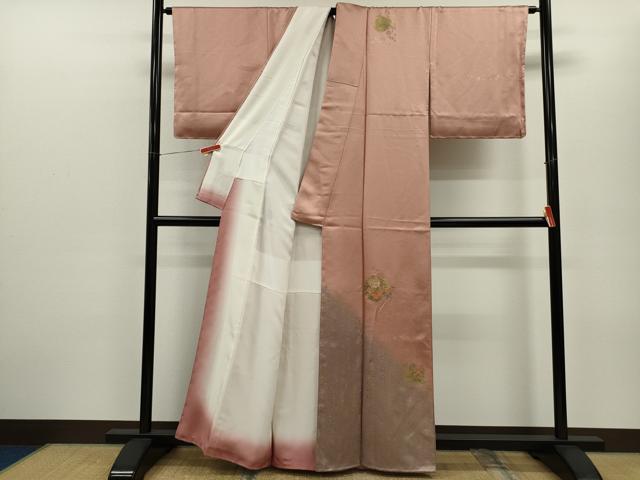 平和屋着物■訪問着 刺繍 御所車雪輪草花文 暈し染め 金銀彩 正絹 逸品 未使用 CABD9677ze
