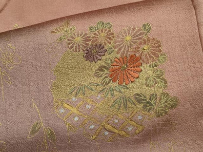 平和屋着物■訪問着 刺繍 御所車雪輪草花文 暈し染め 金銀彩 正絹 逸品 未使用 CABD9677ze