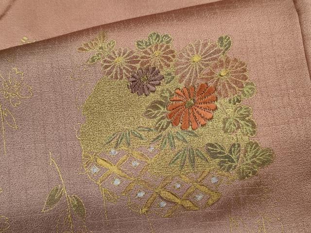 平和屋着物■訪問着 刺繍 御所車雪輪草花文 暈し染め 金銀彩 正絹 逸品 未使用 CABD9677ze