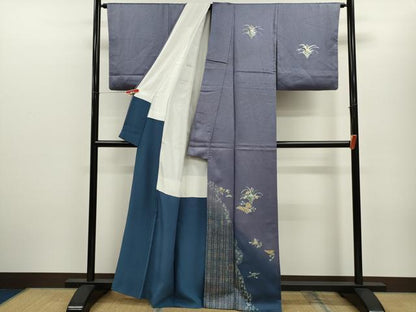 平和屋着物■訪問着　吉祥草花文　暈し染め　金銀彩　正絹　逸品　CABD9679ze