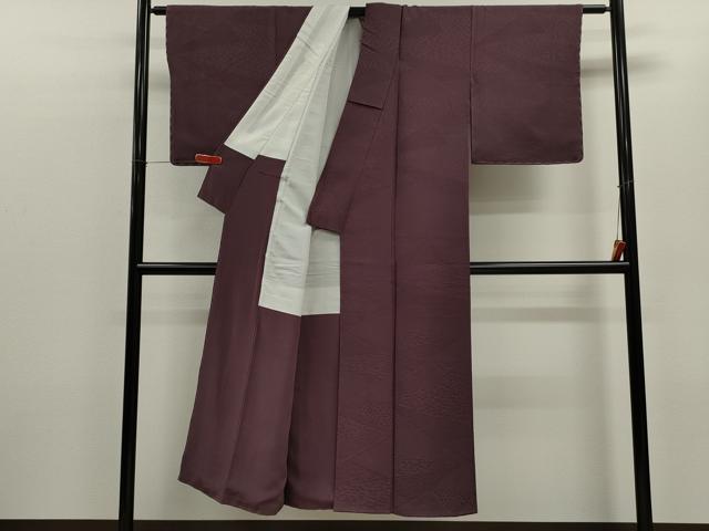 平和屋着物■上質な色無地 切嵌草花地紋 葡萄鼠色 正絹 逸品 未使用 CABD9706ze