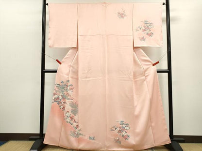 平和屋着物■訪問着　流水鴛鴦草花文　暈し染め　正絹　逸品　CABD9707ze