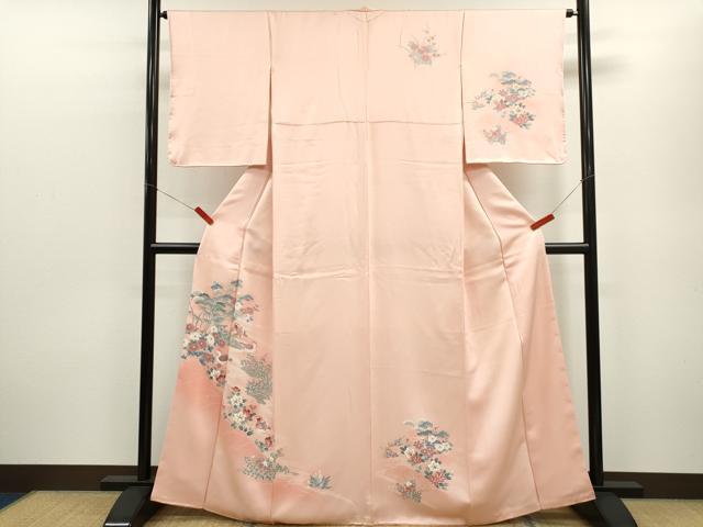 平和屋着物■訪問着　流水鴛鴦草花文　暈し染め　正絹　逸品　CABD9707ze