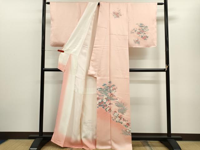 平和屋着物■訪問着　流水鴛鴦草花文　暈し染め　正絹　逸品　CABD9707ze