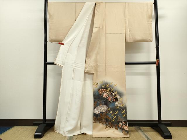 平和屋着物■豪華色留袖 作家物 地紙重ね飛鶴孔雀花文 暈し染め 金彩 正絹 逸品 CABD9711ze