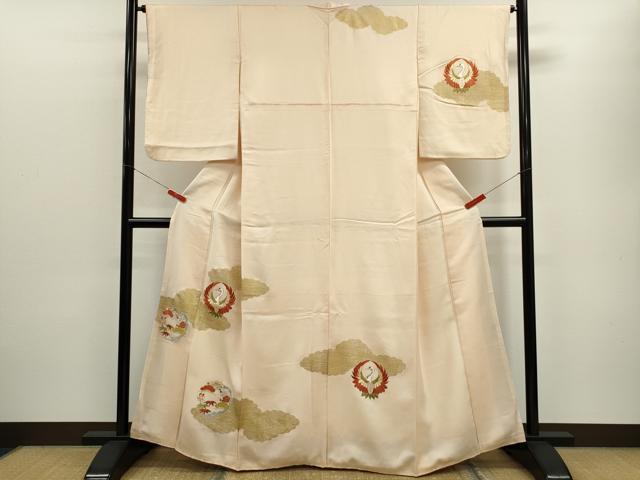 平和屋着物■訪問着 駒刺繍 松竹梅雲取り飛鶴丸文 金彩 正絹 逸品 CABD9714ze