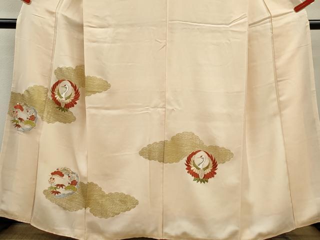 平和屋着物■訪問着 駒刺繍 松竹梅雲取り飛鶴丸文 金彩 正絹 逸品 CABD9714ze