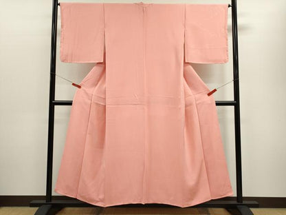 平和屋着物■上質な色無地 立波地紋 紅梅色 正絹 逸品 未使用 CABD9717ze