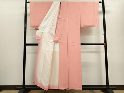 平和屋着物■上質な色無地 立波地紋 紅梅色 正絹 逸品 未使用 CABD9717ze