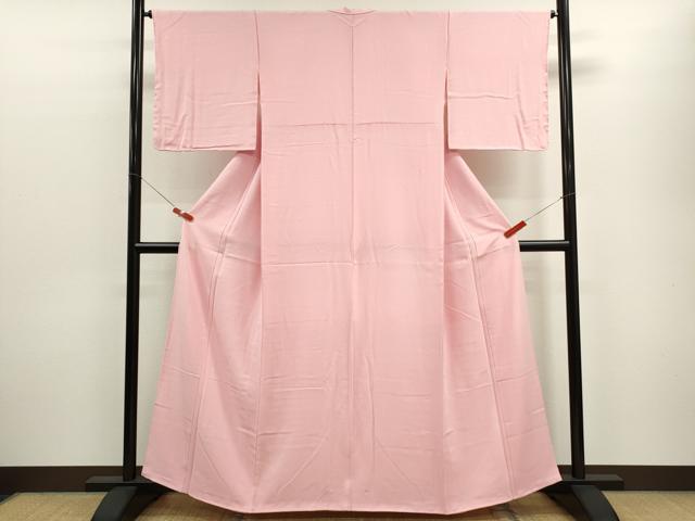 平和屋着物■上質な色無地　紬地　鴇色　正絹　逸品　CABD9720ze