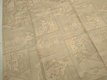 平和屋着物■本場大島紬　色紙重ね草花文　正絹　逸品　CABD9724ze