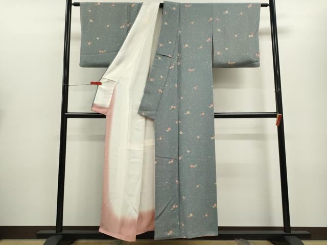 平和屋着物■上質な小紋 梅松葉文 鬼しぼ縮緬 正絹 逸品 CABD9727ze