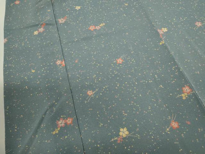 平和屋着物■上質な小紋 梅松葉文 鬼しぼ縮緬 正絹 逸品 CABD9727ze