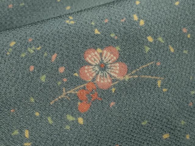平和屋着物■上質な小紋 梅松葉文 鬼しぼ縮緬 正絹 逸品 CABD9727ze