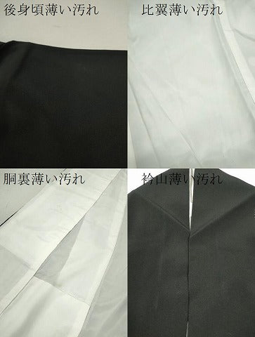 平和屋着物■豪華黒留袖　ロング丈　駒刺繍　鼓飛鶴花文　暈し染め　金彩　正絹　逸品　CABD9732ze