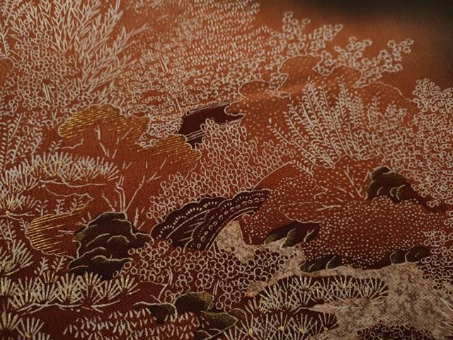 平和屋着物■豪華黒留袖　刺繍　風景文　暈し染め　金糸　金彩　正絹　逸品　CABD9734ze