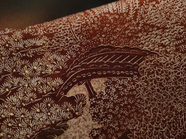 平和屋着物■豪華黒留袖　刺繍　風景文　暈し染め　金糸　金彩　正絹　逸品　CABD9734ze
