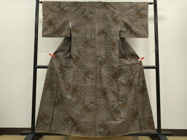 平和屋着物■本場大島紬 7マルキ 吉祥草花文 正絹 逸品 CABD9744ze