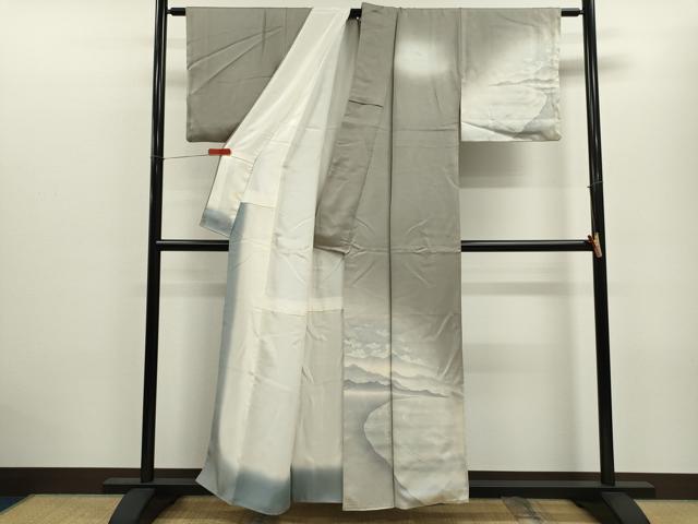 平和屋着物■訪問着 水辺風景文 たたき染め 正絹 逸品 CABD9745ze
