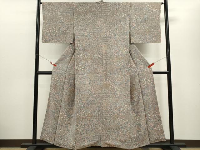 平和屋着物■上質な小紋 切嵌吉祥更紗花文 正絹 逸品 CABD9748ze