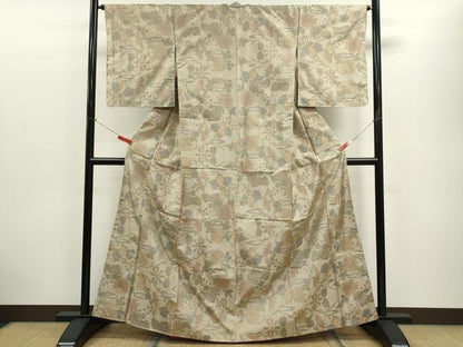平和屋着物■本場大島紬 7マルキ 草花文 正絹 逸品 未使用 CABD9752ze