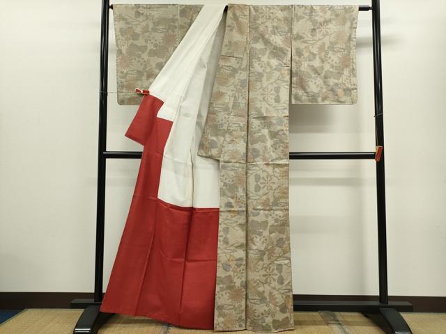 平和屋着物■本場大島紬 7マルキ 草花文 正絹 逸品 未使用 CABD9752ze