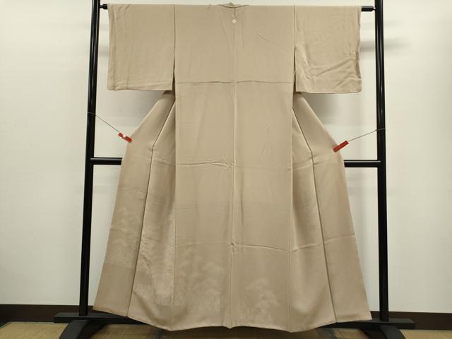 平和屋着物■無地絵羽訪問着 風景地紋 白茶色 正絹 逸品 CABD9755ze