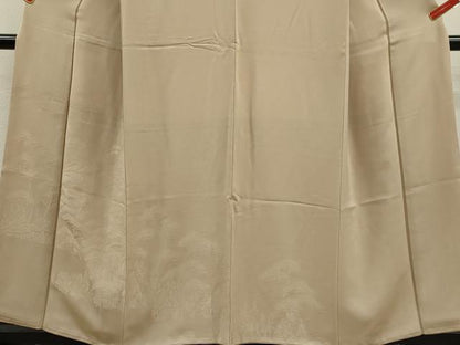 平和屋着物■無地絵羽訪問着 風景地紋 白茶色 正絹 逸品 CABD9755ze