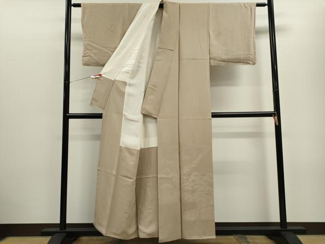 平和屋着物■無地絵羽訪問着 風景地紋 白茶色 正絹 逸品 CABD9755ze
