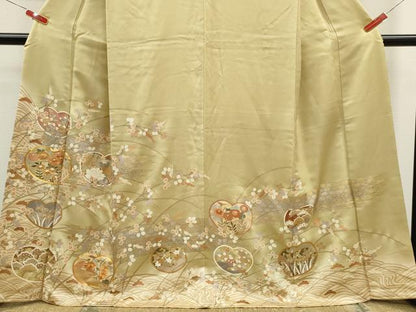 平和屋着物■豪華色留袖 駒刺繍 草花文 暈し染め 金銀彩 正絹 逸品 CABD9756ze