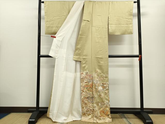 平和屋着物■豪華色留袖 駒刺繍 草花文 暈し染め 金銀彩 正絹 逸品 CABD9756ze