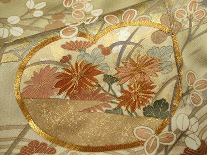 平和屋着物■豪華色留袖 駒刺繍 草花文 暈し染め 金銀彩 正絹 逸品 CABD9756ze