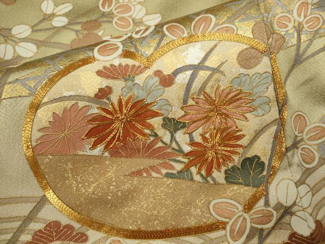 平和屋着物■豪華色留袖 駒刺繍 草花文 暈し染め 金銀彩 正絹 逸品 CABD9756ze