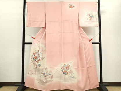 平和屋着物■訪問着 松竹梅鏡裏草花文 暈し染め 金彩 正絹 逸品 CABD9765ze