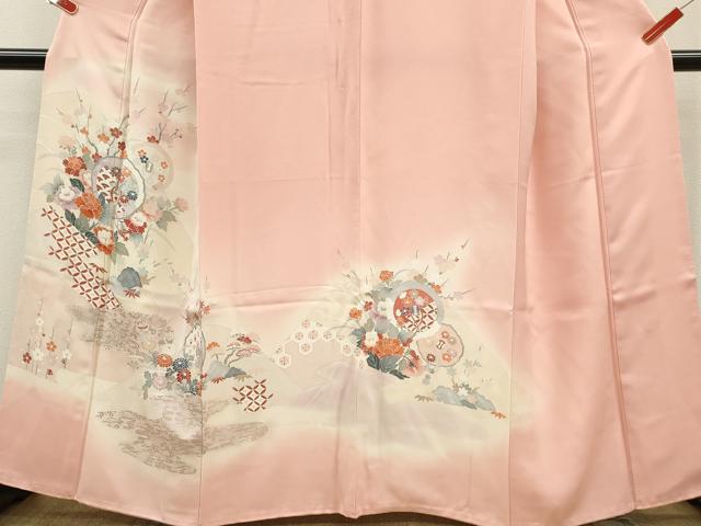 平和屋着物■訪問着 松竹梅鏡裏草花文 暈し染め 金彩 正絹 逸品 CABD9765ze