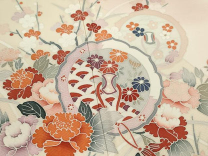 平和屋着物■訪問着 松竹梅鏡裏草花文 暈し染め 金彩 正絹 逸品 CABD9765ze