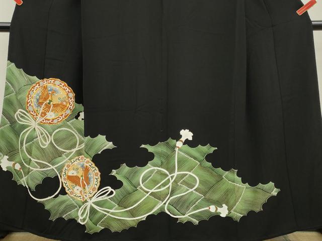 平和屋着物■豪華黒留袖 駒刺繍 鏡裏鳳凰花文 金彩 正絹 逸品 CABD9766ze