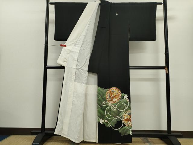 平和屋着物■豪華黒留袖 駒刺繍 鏡裏鳳凰花文 金彩 正絹 逸品 CABD9766ze