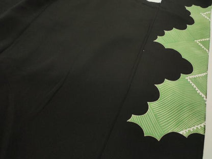 平和屋着物■豪華黒留袖 駒刺繍 鏡裏鳳凰花文 金彩 正絹 逸品 CABD9766ze